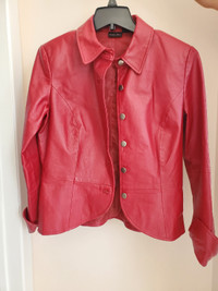 New Red Leather Jacket Manteau Cuir Rouge Neuf