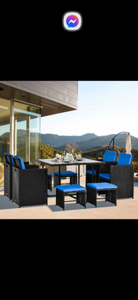 9 PC outdoor patio furniture with Dining table