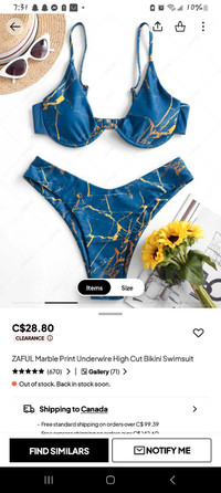 ZAFUL Marble Print Underwire High Cut Bikini 