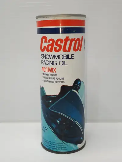 Vintage CASTROL Snowmobile Racing Oil 50:1 MIX Unopened Full Tin Excellent condition