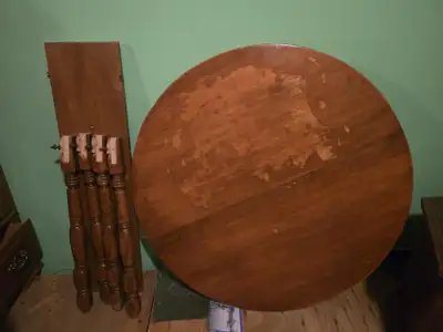 Round Wood Dining Table w/ 10" Leaf, View more