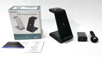 GEEKERA 3-in-1 Black Wireless Charging Station for Apple Devices