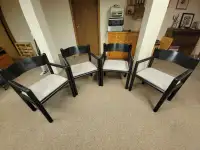 4 Kitchen Chairs - Black Frame, Grey Seats