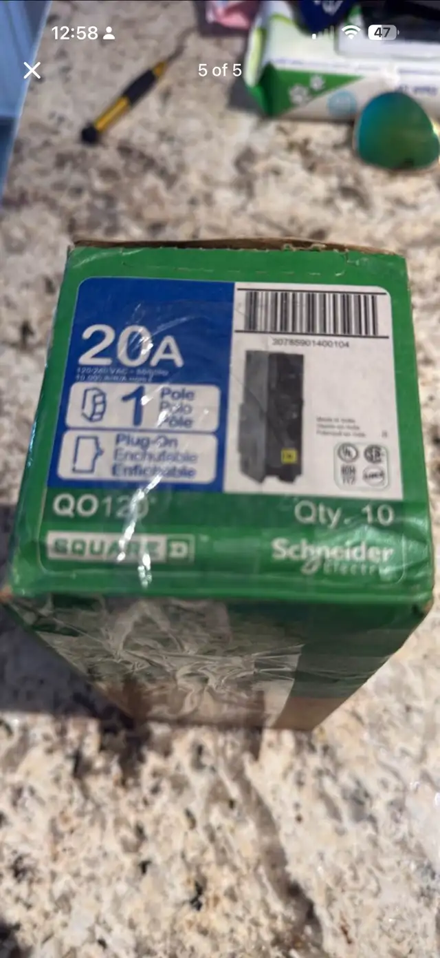 Square D QO120 20A 1-Pole Circuit Breaker