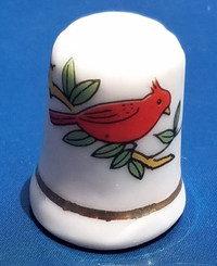 Vintage Thimble with Red Cardinal