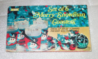 VTG Merry Snowman Coasters,  Vintage Elf Hang-ups Tree Ornaments