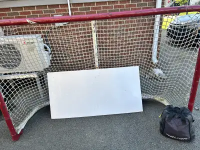 Hockey Net, Synthetic Piece Ice, Puck Bag and 25 Pucks, View more