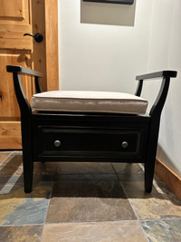 Antique Black Wood Bench