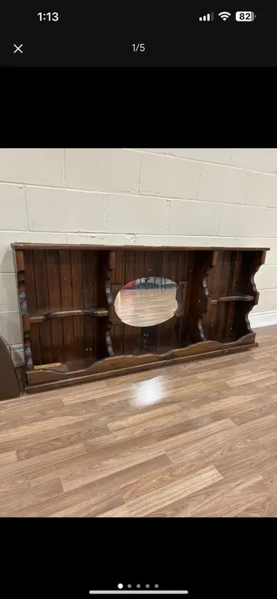 Vintage real Wood Shelf with Mirror- handcrafted , View more
