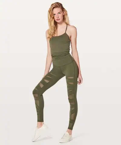 LULULEMON WUNDER UNDER PANT HIGH-RISE TECH MESH 28" SAGE SIZE 2, View more