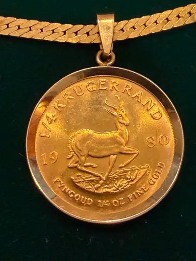 1980  ¼ oz Gold Krugerrand pendant on a 20-inch 14K Gold Chain, View more