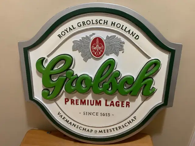 Vintage Grolsch Holland Premium Beer Lager Mint sign in Arts & Collectibles in Calgary - Image 6