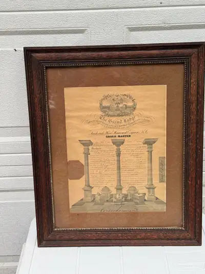 Antique 1920 Grand Lodge of Canada Masonic Certificate. $50, View more