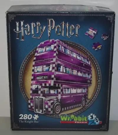 Preowned Wrebbit 3D jigsaw puzzle puzzle of the Knight Bus. 280 foam-backed pieces (none missing) in...