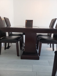 Set of dining table and six chairs