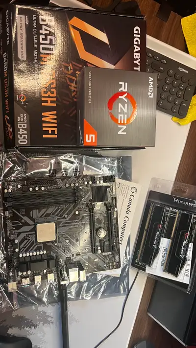 AMD 5600x b450m motherboard, cpu and ram combo, View more