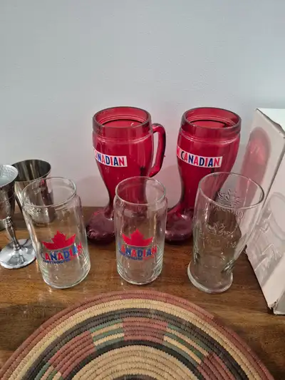 Five Molson Canadian beer glasses for $20.