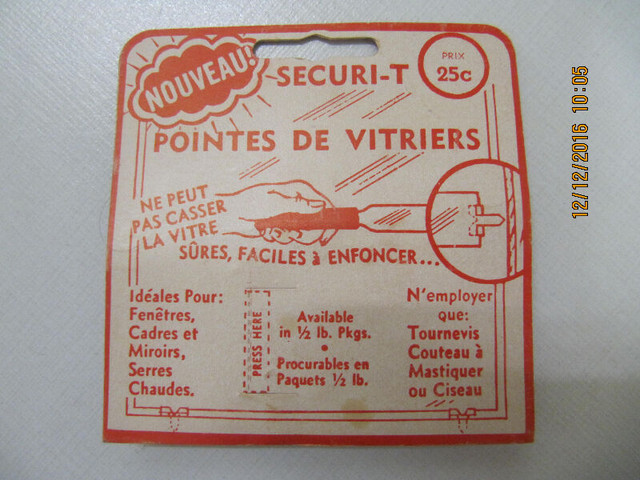 Vintage Safe Tee Window Points For Wooden Windows/Frames Cir1969 in Arts & Collectibles in Mississauga / Peel Region - Image 2