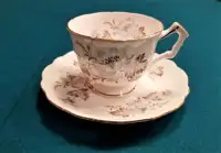 Aynsley Pale Green And White Floral Teacup & Saucer #44