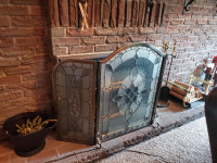 Fireplace grill - leaded glass