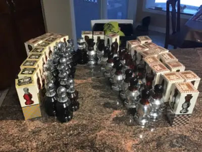 Includes the 32 piece chess set plus 27 original box containers. In excellent condition. Some pieces...