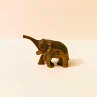 Vintage Small Mini Brass Elephant Figure 1.5 Inch Size Trunk Up