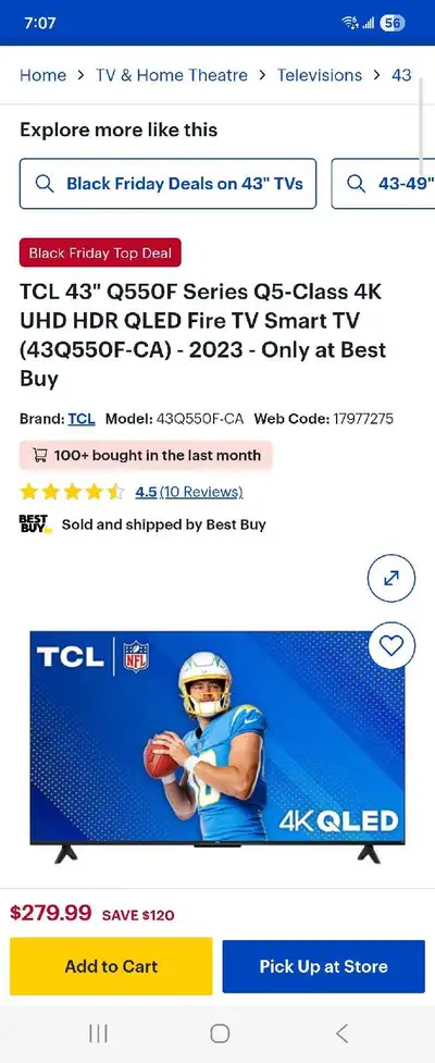 These are all new open box TCL 43" Q550F Series Q5-Class 4K UHD HDR QLED Fire TV Smart TV Model 43Q5...