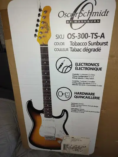 Oscar Schmidt Stratocaster with new gigbag, View more