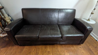 Leather Sofa and Solid Wood offee table