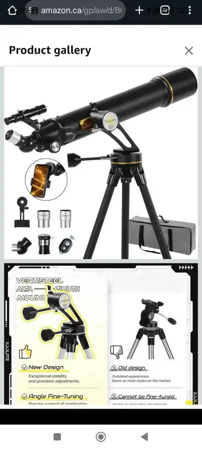 Telescope 90mm Aperture 700mm - Vertisteel AZ Mounting Base, High Precision Adjustment (28x-210x), I...