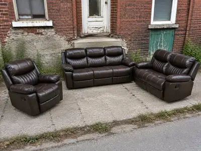 Leather Recliner Sofa Set, View more