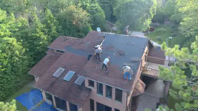 Roofing shingles install, View more