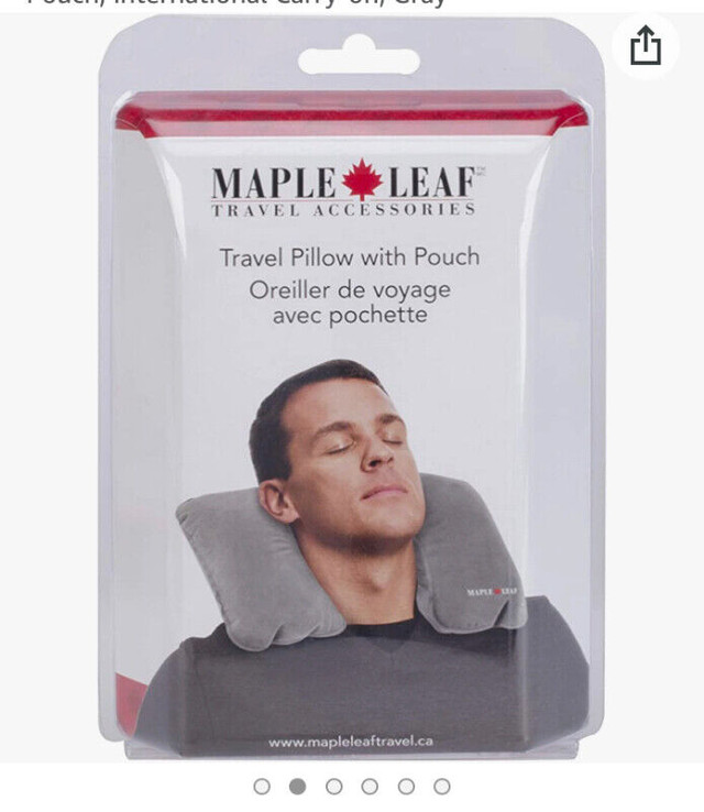 Maple Leaf ML6210GY Luggage Travel Pillow with Pouch, in Other in Winnipeg - Image 2