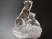 Vintage Cristal D'Arques France tiger with baby figurine sculptu