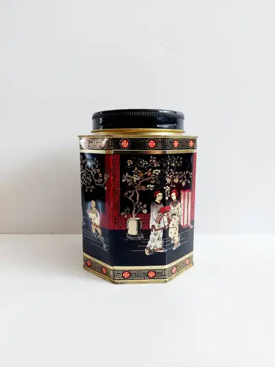 Asian style/theme octagonal tea metal canister, View more