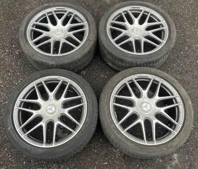*4x Mercedes Benz S-Class S63 AMG 2019 20 Inch OEM *Forged* Staggered Silver Two-Tone Rims (Perfect...