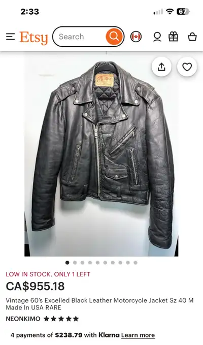 EXCELLED Vintage Leather Jacket (New - Never Worn) Size 42, View more