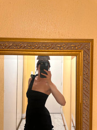 BCBGMAXAZRIA Single Shoulder Mini Black Dress - Size 04