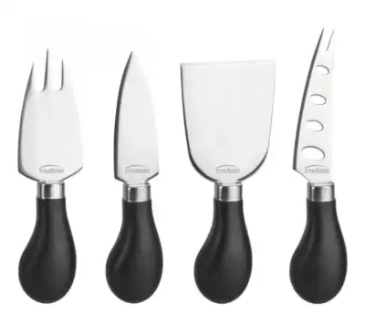 New, in original packaging. Excellent condition. Set of 4 Specialty Cheese Knives, by Trudeau Maison...