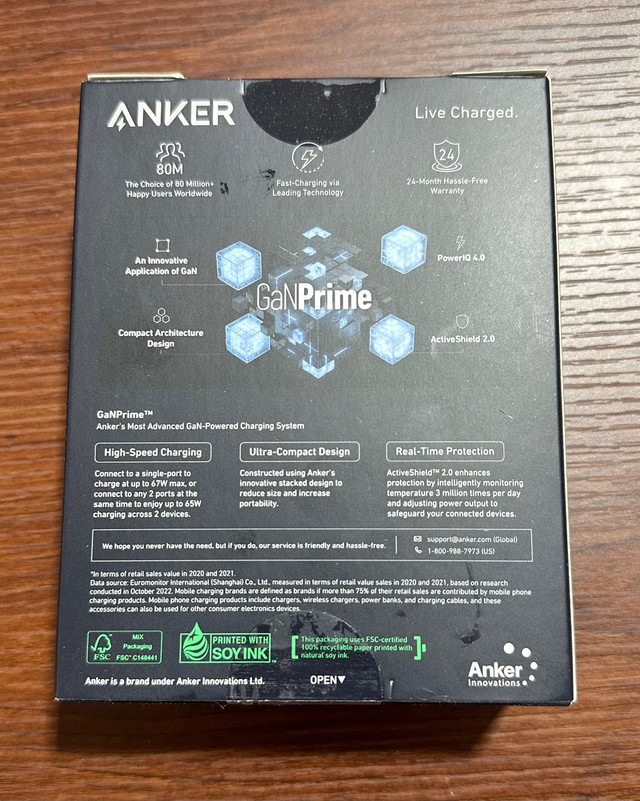 Anker Prime 67W USB C Charger (New in Box) in Other in City of Toronto - Image 3