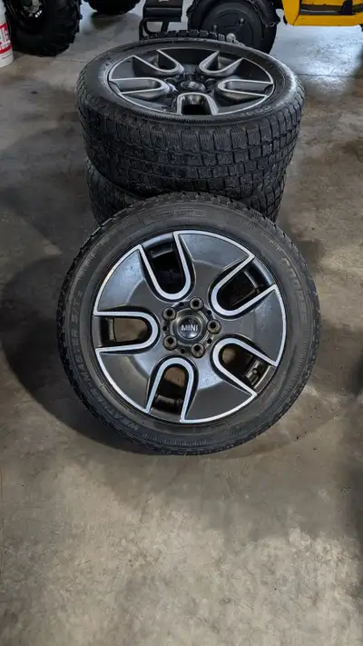 Mini Cooper Rims 17” (tires are not good). 5 x 120mm Bolt Pattern. Fits 225/55R17 tires.