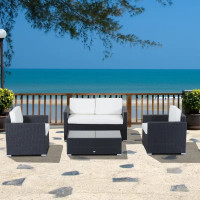 4pc Patio Furniture Sets with Cushions, Cream White
