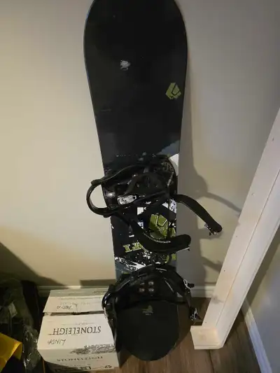 Liquid snowboard with K2 bindings and compatible Firefly boots, View more