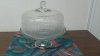 glass Footed Cake Stand with Dome, plate