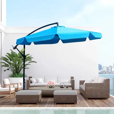 Blue 9' Offset Hanging Patio Umbrella Cantilever Umbrella, View more