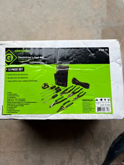 New Greenlee #0159-13, 12 piece electricians tool kit, View more