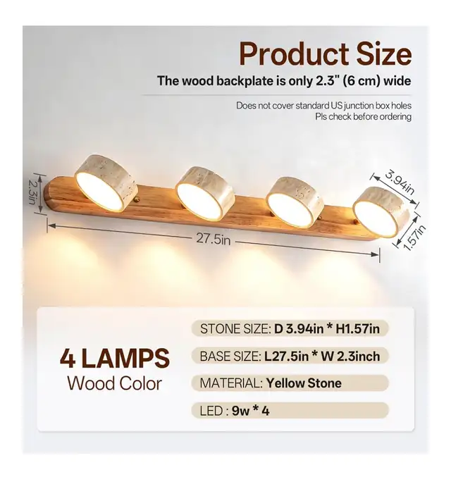 4-Light Yellow Stone Vanity Wall Sconce535274596011223043