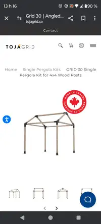 Kit  pergola pour pièces de bois de 4"x4"