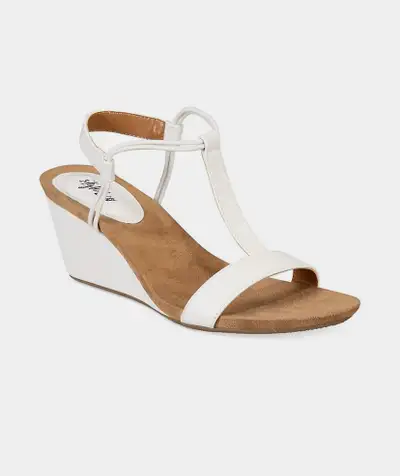 NEW - Women's Mulan T-Strap Wedge Sandals - White, size 8.5, View more
