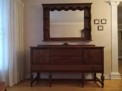 Solid Wood Buffet and Wall Mirror, View more